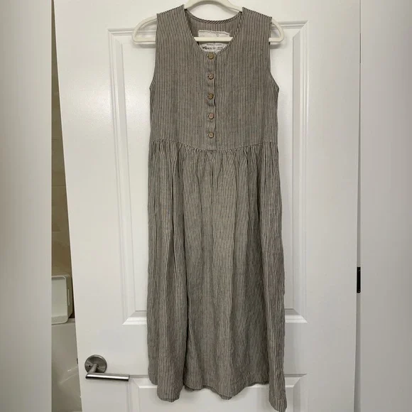 notPERFECTLINEN | Dresses | Mama2 Dress In Natural Stripe Xs Desleeved |  Poshmark